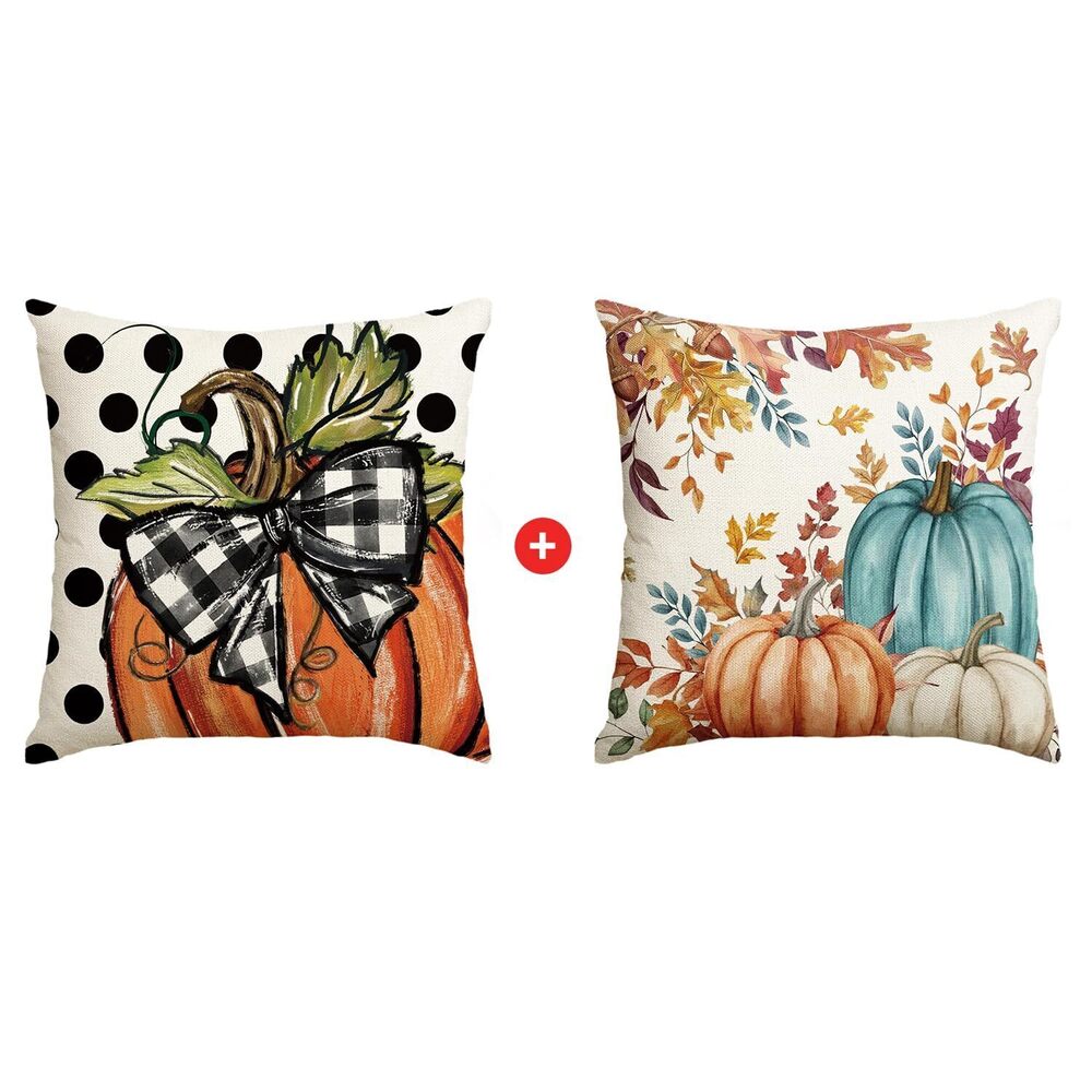 3679 Fall Polka Dot Pumpkin Throw Pillow Covers,18x18 Inch Seasonal